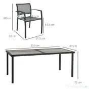 Outsunny Set Masa de Grădină 7 Piese, Scaune Stivuibile, Set Masa Exterior pentru Terasă, Design Modern și Confortabil | Aosom Romania 