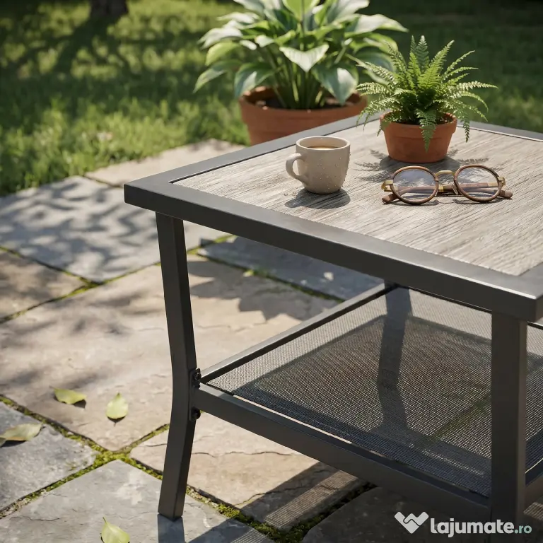 Outsunny Set Masa de Grădină 7 Piese, Scaune Stivuibile, Set Masa Exterior pentru Terasă, Design Modern și Confortabil | Aosom Romania