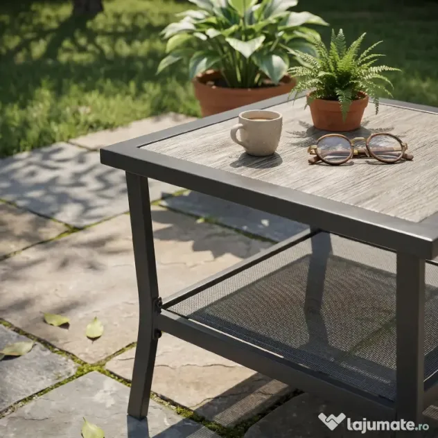 Outsunny Set Masa de Grădină 7 Piese, Scaune Stivuibile, Set Masa Exterior pentru Terasă, Design Modern și Confortabil | Aosom Romania