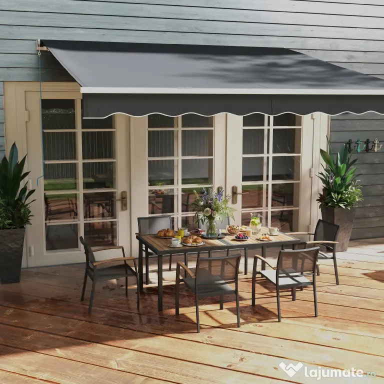 Outsunny Set Masa de Grădină 7 Piese, Scaune Stivuibile, Set Masa Exterior pentru Terasă, Design Modern și Confortabil | Aosom Romania
