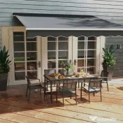 Outsunny Set Masa de Grădină 7 Piese, Scaune Stivuibile, Set Masa Exterior pentru Terasă, Design Modern și Confortabil | Aosom Romania 