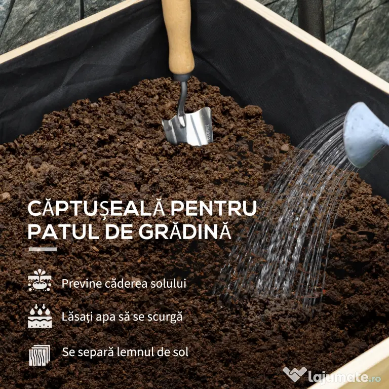 Outsunny Patură înălțată pentru grădină cu acoperire din PE verde și structură din lemn, 80x60x165cm