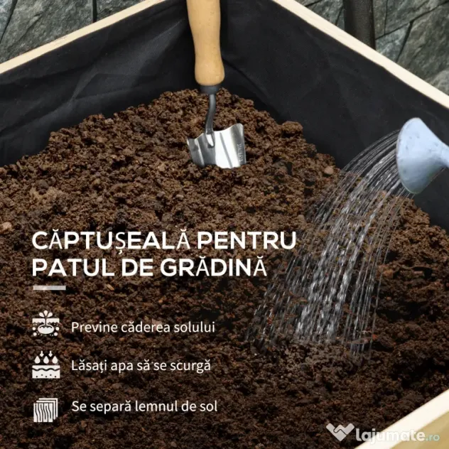Outsunny Patură înălțată pentru grădină cu acoperire din PE verde și structură din lemn, 80x60x165cm