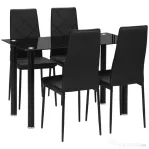 HOMCOM Set Masa de Sufragerie cu 4 Scaune, cu Sticla Securizata