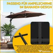 Outsunny Bază pentru Umbrelă din Plastic cu Consolă cu 2 Roți și Mâner, 80x60x19 cm, Negru | Aosom Romania