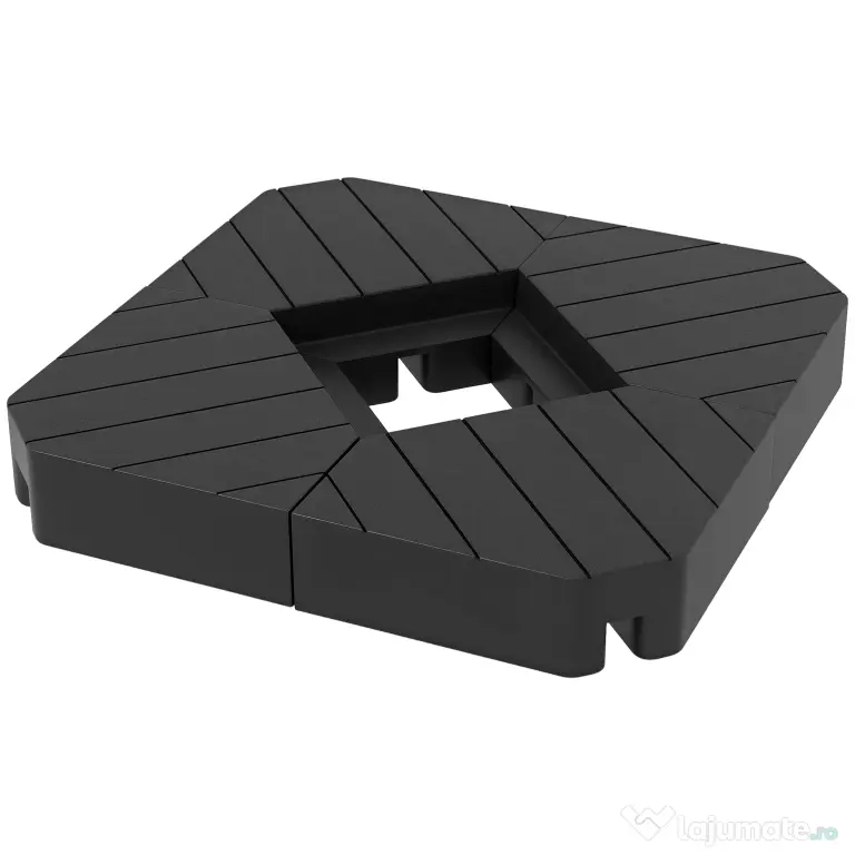 Outsunny Set de 4 Greutăţi pentru Umbrelă din HDPE cu Efect de Lemn, 80x80x13 cm, Negru | Aosom Romania