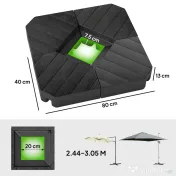 Outsunny Set de 4 Greutăţi pentru Umbrelă din HDPE cu Efect de Lemn, 80x80x13 cm, Negru | Aosom Romania 