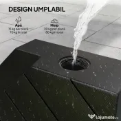 Outsunny Set de 4 Greutăţi pentru Umbrelă din HDPE cu Efect de Lemn, 80x80x13 cm, Negru | Aosom Romania 