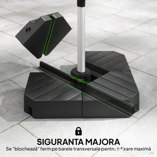 Outsunny Set de 4 Greutăţi pentru Umbrelă din HDPE cu Efect de Lemn, 80x80x13 cm, Negru | Aosom Romania