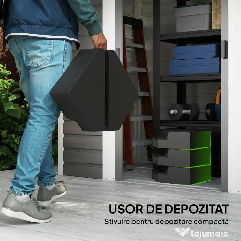 Outsunny Set de 4 Greutăţi pentru Umbrelă din HDPE cu Efect de Lemn, 80x80x13 cm, Negru | Aosom Romania