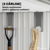 Outsunny Magazie 6,5 x 4 FT din metal galvanizat cu fundatie pentru gradina, Depozit cu incuietoare pentru unelte, Gri 