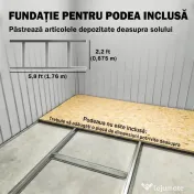 Outsunny Magazie 6,5 x 4 FT din metal galvanizat cu fundatie pentru gradina, Depozit cu incuietoare pentru unelte, Gri 
