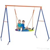 Outsunny Set de leagan pentru gradina, Leagan tip cuib pentru copii scaun de leagan cu structura in forma de A