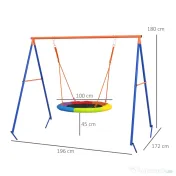 Outsunny Set de leagan pentru gradina, Leagan tip cuib pentru copii scaun de leagan cu structura in forma de A