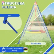 Outsunny Set de leagan pentru gradina, Leagan tip cuib pentru copii scaun de leagan cu structura in forma de A