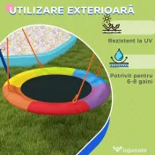 Outsunny Set de leagan pentru gradina, Leagan tip cuib pentru copii scaun de leagan cu structura in forma de A