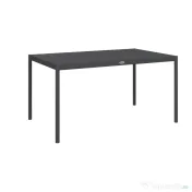 Outsunny Masă de Grădină cu Lamele, Dimensiuni 145x90 cm, Masă de Dining pentru 6 Persoane, Rectangulară, din Aluminiu și Oțel, pentru Curte, Terasă, Balcon și Exterior, Gri Închis | Aosom Romania 