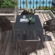 Outsunny Masă de Grădină cu Lamele, Dimensiuni 145x90 cm, Masă de Dining pentru 6 Persoane, Rectangulară, din Aluminiu și Oțel, pentru Curte, Terasă, Balcon și Exterior, Gri Închis | Aosom Romania 