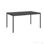 Outsunny Masă de Grădină cu Lamele, Dimensiuni 145x90 cm, Masă de Dining pentru 6 Persoane, Rectangulară, din Aluminiu și Oțel, pentru Curte, Terasă, Balcon și Exterior, Gri Închis