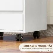 HOMCOM Comodă de Birou cu 4 Sertare și Roți pentru Studiu 46x40x65 cm Alb | Aosom Romania 