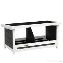 PawHut Cuibar pentru Găini cu 2 Zone, Bază Înălțată și Acoperiș din Bitum, 66x37x34 cm, Gri | Aosom Romania