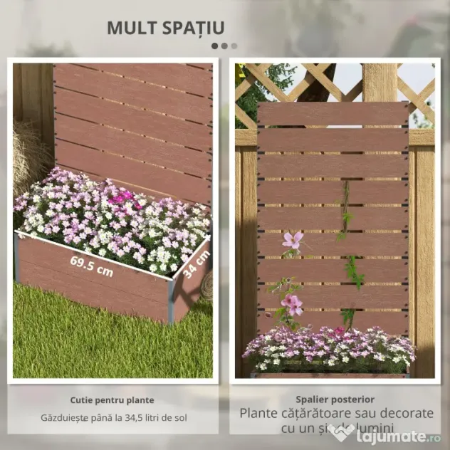 Outsunny Ghiveci de Gradina cu Spalier pentru Plante Cataratoare, Vita de Vie, Flori, Pat Independent Ridicat pentru Gradina, de Exterior