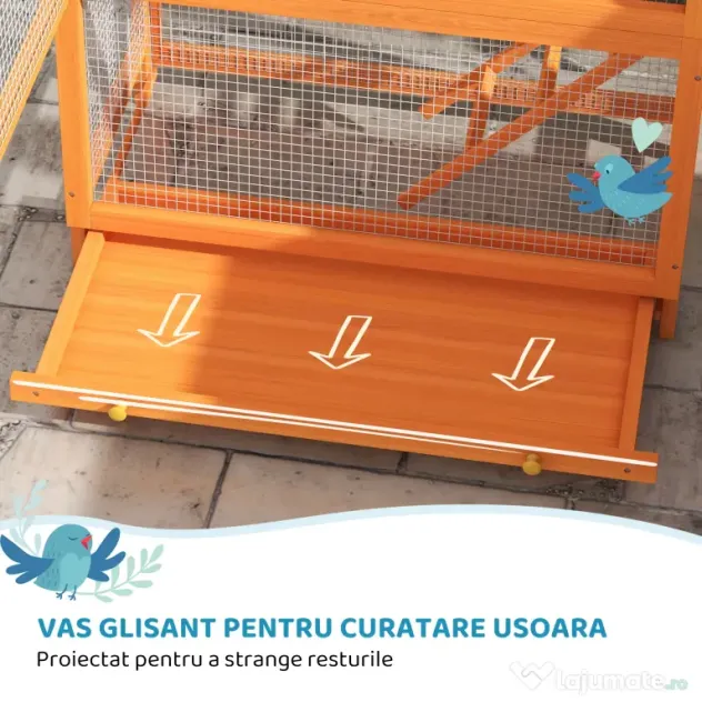 PawHut Volieră pentru Păsări cu 3 Uși, Cușcă, Scară și Tavă, din Lemn și Metal, 92x52x171 cm, Portocaliu și Negru | Aosom Romania