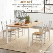 HOMCOM Set 4 Scaune cu Spătar Transversal, Scaune Clasice din Lemn de Pin, 41x46.5x87 cm, Alb | Aosom Romania 