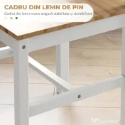 HOMCOM Set 4 Scaune cu Spătar Transversal, Scaune Clasice din Lemn de Pin, 41x46.5x87 cm, Alb | Aosom Romania 