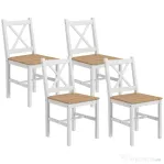 HOMCOM Set 4 Scaune pentru Bucătărie și Living cu Spătar în Formă de Cruce, din Lemn de Pin, 41x46,5x86 cm
