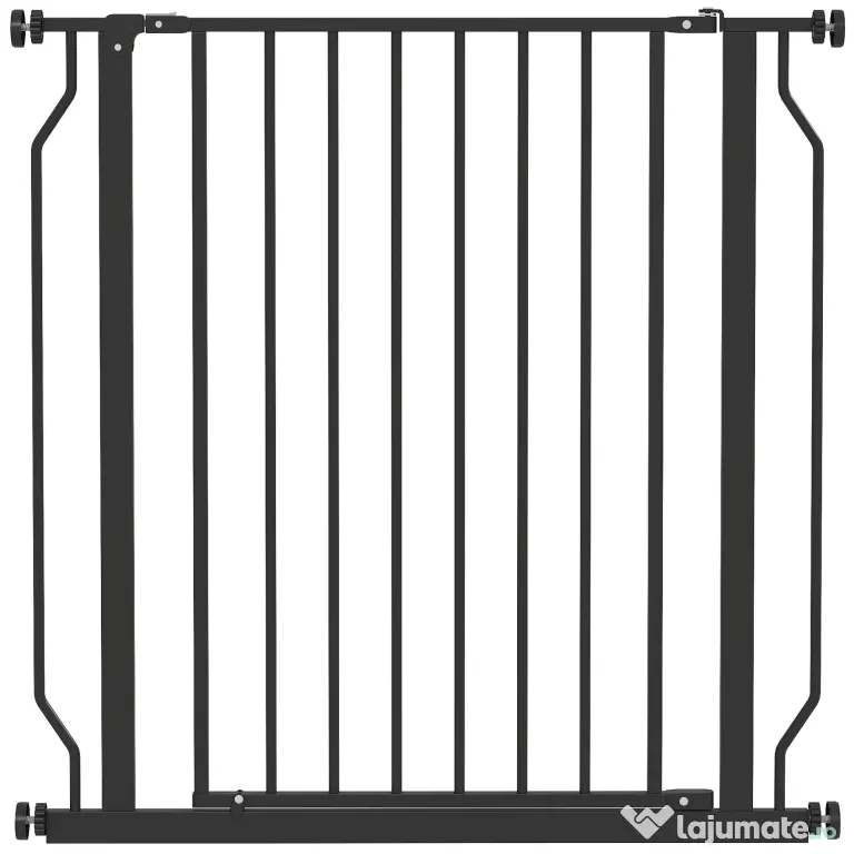 PawHut Poartă Extensibilă și Reglabilă pentru Câini, pentru Scări și Uși, din Oțel și ABS, 75-85x76 cm, Negru | Aosom Romania