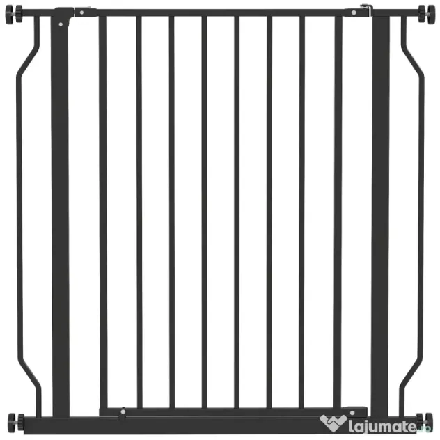 PawHut Poartă Extensibilă și Reglabilă pentru Câini, pentru Scări și Uși, din Oțel și ABS, 75-85x76 cm, Negru | Aosom Romania