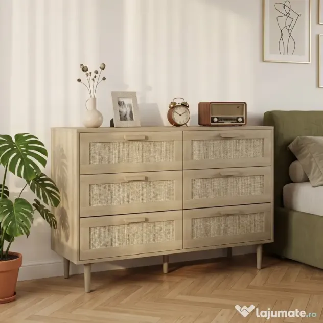 HOMCOM Comodă cu 6 sertare, sertar de depozitare înalt | Aosom Romania