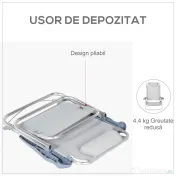 Outsunny Set 2 Scaune de Camping Pliabile cu Tetieră Căptușită și Spătar Reglabil în 6 Poziții, 62x65x80 cm, Gri Deschis | Aosom Romania