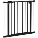 PawHut Poartă de Siguranță pentru Câini cu 2 Extensii, Lățime Reglabilă și Închidere Automată, 74x77cm, Negru | Aosom Romania
