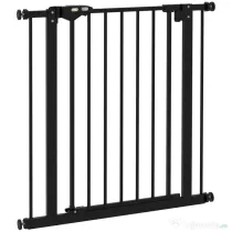 PawHut Poartă de Siguranță pentru Câini cu 2 Extensii, Lățime Reglabilă și Închidere Automată, 74x77cm, Negru | Aosom Romania
