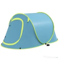 Outsunny Cort Camping Impermeabil, Cort Pop-Up cu Accesorii și Geantă de Transport, 245x148x105 cm, Albastru | Aosom Romania 
