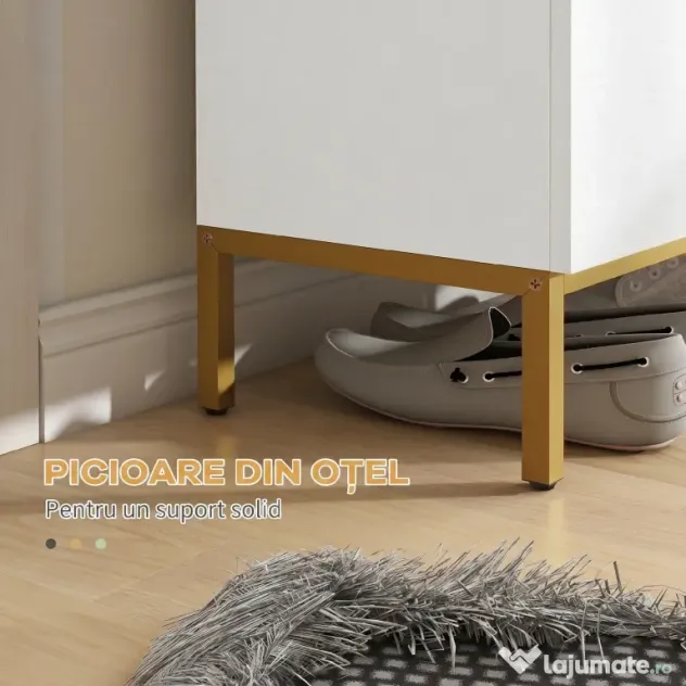 HOMCOM Dulap Îngust pentru Pantofi, Dulap Subțire pentru Depozitarea Pantofilor cu Rafturi Reglabile, 95x72x31.5 cm, Alb | Aosom Romania
