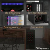 HOMCOM Frigider pentru Vinuri cu Capacitate de 18 Sticle, Display Digital, Lumină LED și Control al Temperaturii, Negru 