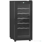 HOMCOM Frigider pentru Vinuri, Frigider de Vin cu Control al Temperaturii, Ecran Tactil Digital și Lumină LED, 18 Sticle, 34.5x45x78 cm, Negru