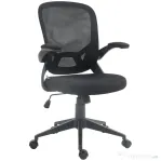 HOMCOM Scaun de birou ergonomic cu înălțime reglabilă, brațe rabatabile și material textil tip plasă, negru