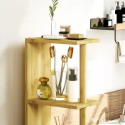 HOMCOM Dulap de Baie cu Rafturi Deschise, Dulap cu Spațiu de Depozitare și Uși Magnetice, 18x30x120 cm, Lemn Natural | Aosom Romania 