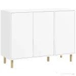 HOMCOM Bufet Modern cu 2 Dulapuri și 3 Rafturi din Lemn, 107x40x80 cm, Alb