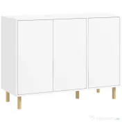 HOMCOM Bufet Modern cu 2 Dulapuri și 3 Rafturi din Lemn, 107x40x80 cm, Alb