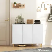 HOMCOM Bufet Modern cu 2 Dulapuri și 3 Rafturi din Lemn, 107x40x80 cm, Alb