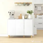 HOMCOM Bufet Modern cu 2 Dulapuri și 3 Rafturi din Lemn, 107x40x80 cm, Alb