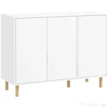 HOMCOM Bufet Modern cu 2 Dulapuri și 3 Rafturi, Mobilier Multifuncțional din Lemn, 107x40x80 cm, Alb | Aosom Romania