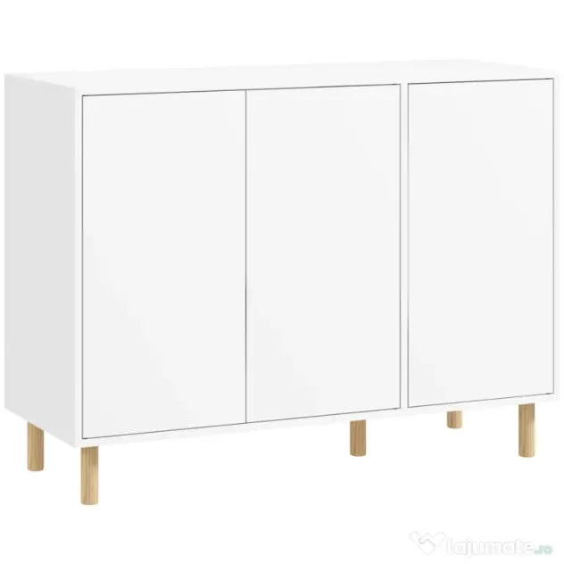 HOMCOM Bufet Modern cu 2 Dulapuri și 3 Rafturi, Mobilier Multifuncțional din Lemn, 107x40x80 cm, Alb | Aosom Romania