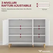 HOMCOM Bufet Modern cu 2 Dulapuri și 3 Rafturi, Mobilier Multifuncțional din Lemn, 107x40x80 cm, Alb | Aosom Romania 