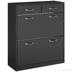 HOMCOM Dulap pantofi pentru 12 perechi cu 2 rafturi interioare ajustabile și 2 sertare, din lemn, 80x30x91.5 cm, negru
